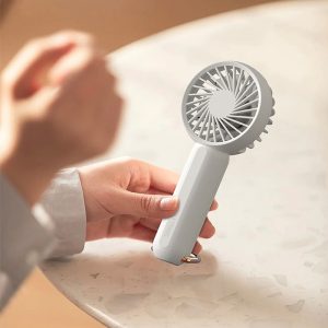 137 Handheld Cooling Fan "Breeze Accompanying" Handheld Mini Fan, 1200mAh Battery Personal Cooler, White/Beige/Navy for Daily Use - 图片 4