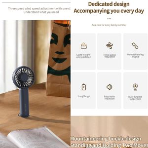 137 Handheld Cooling Fan "Breeze Accompanying" Handheld Mini Fan, 1200mAh Battery Personal Cooler, White/Beige/Navy for Daily Use - 图片 5