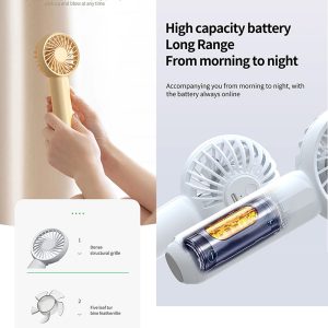 137 Handheld Cooling Fan "Breeze Accompanying" Handheld Mini Fan, 1200mAh Battery Personal Cooler, White/Beige/Navy for Daily Use - 图片 6