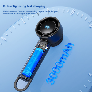 Custom TC22 High-Speed Handheld Fan ODM Manufacturer, Private Label 3000mAh Portable Cooler with 100-Gear Wind for Global Brands - 图片 4