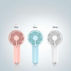 Model 806 2000mAh Rechargeable Handheld Fan, Portable Mini Cooler with Lanyard Hole, White/Pink/Blue for Bulk