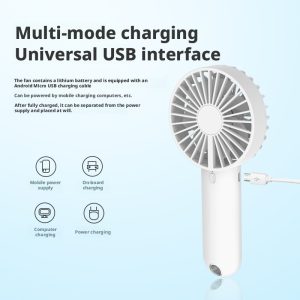 Model 806 2000mAh Rechargeable Handheld Fan, Portable Mini Cooler with Lanyard Hole, White/Pink/Blue for Bulk - 图片 3